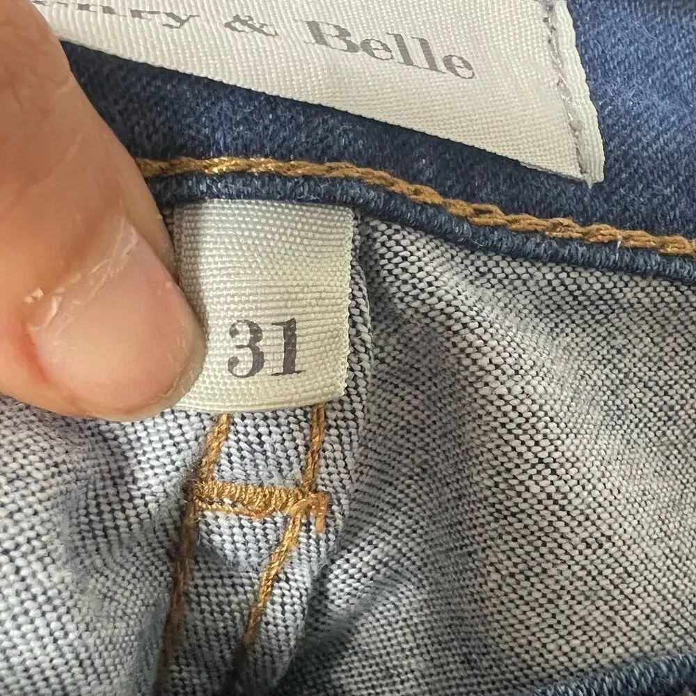 HENRY & BELLE Ideal Crop Skinny Jeans Cuffed Mid Rise Medium Wash Denim Size 31